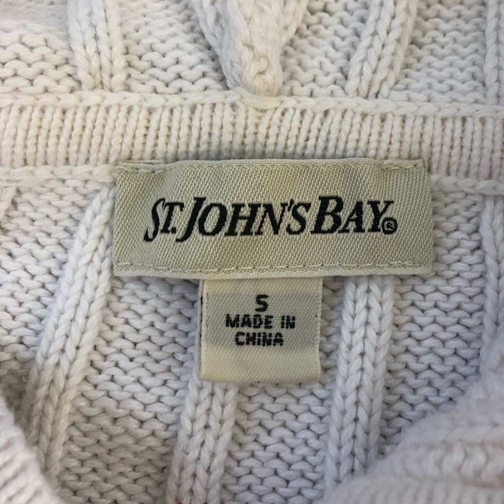 St. John's Bay Full Zip Hooded White Cable Knit Women's Cardigan - Picture 6 of 11
